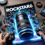 alt_text: Magazine cover for "rockstar66 ดีไหม" featuring a smartphone and gaming imagery in a photorealistic style.